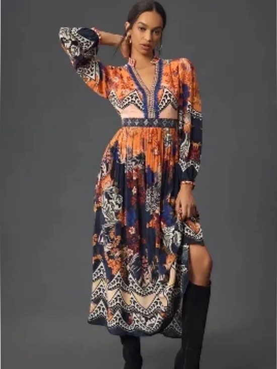 Bhanuni By Jyoti Dresses & Skirts - NEW Bhanuni by Jyoti maxi dress. Orange/Black floral. 6P. NWT